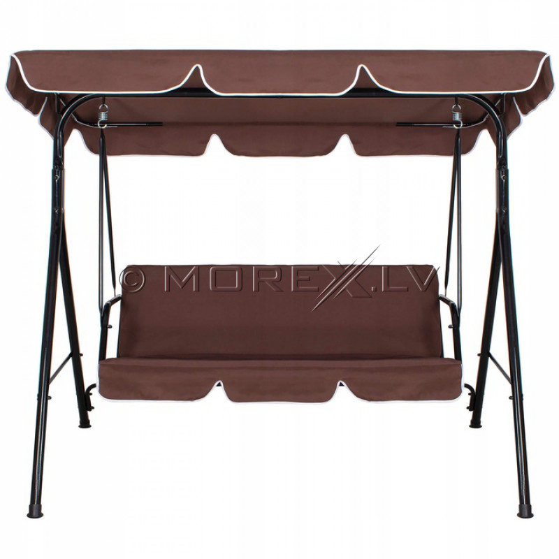 Dārza šūpoles Luna 170x110x150 cm, trīsvietīgas, brūnas