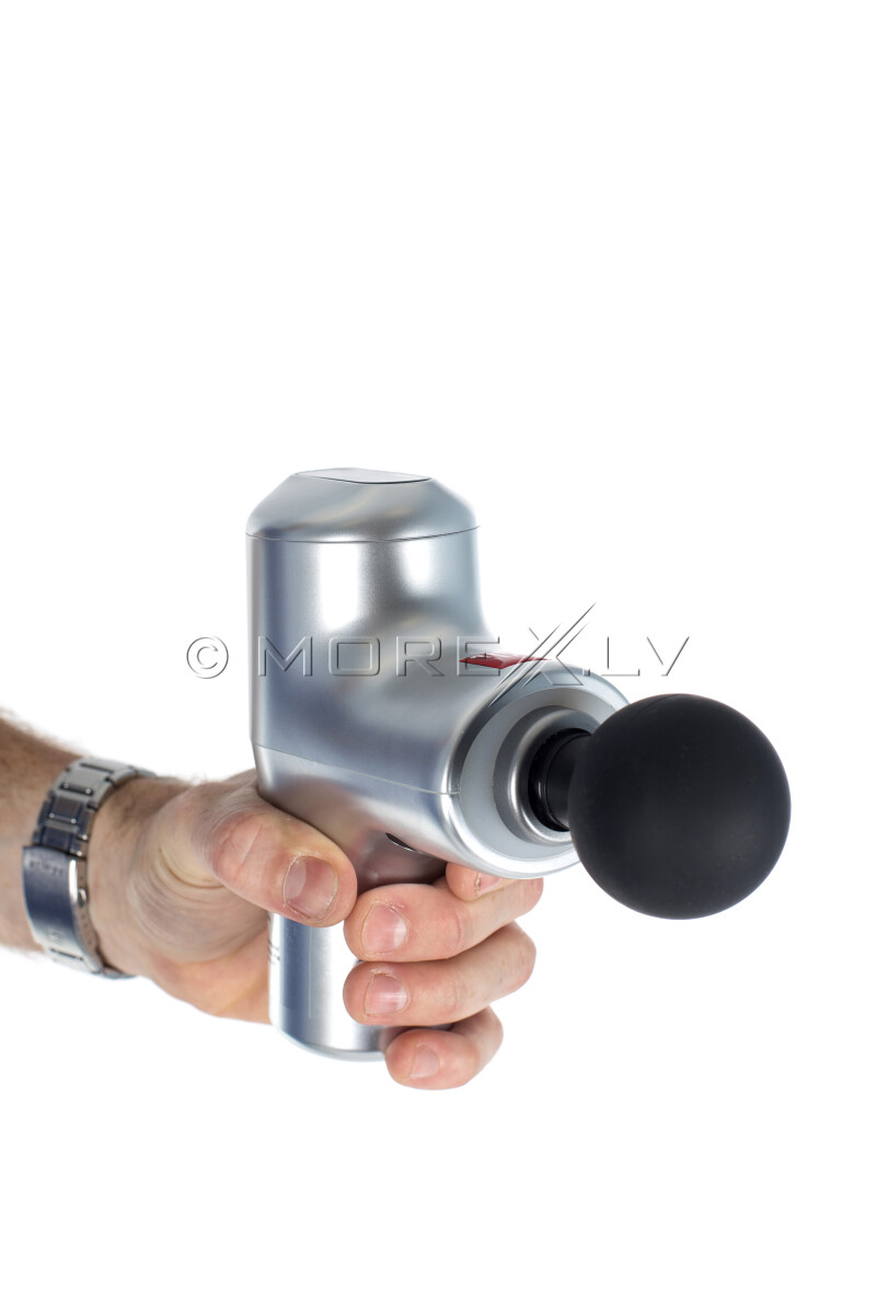 Mini muscle massage gun Hi5 General Vibrating, with 6 head attachments, silver