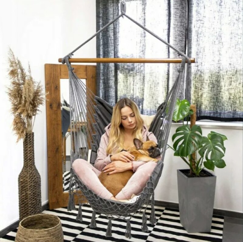 Hammock-garden swing 130x100 cm, grey