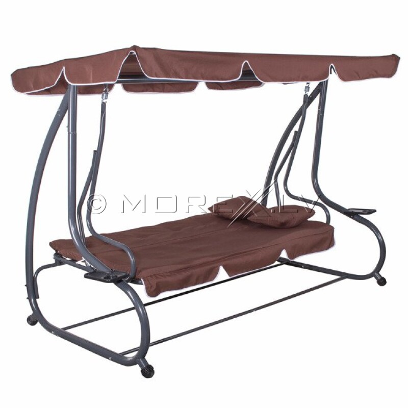 Garden swing 230x120x170 cm, 4-seat, brown