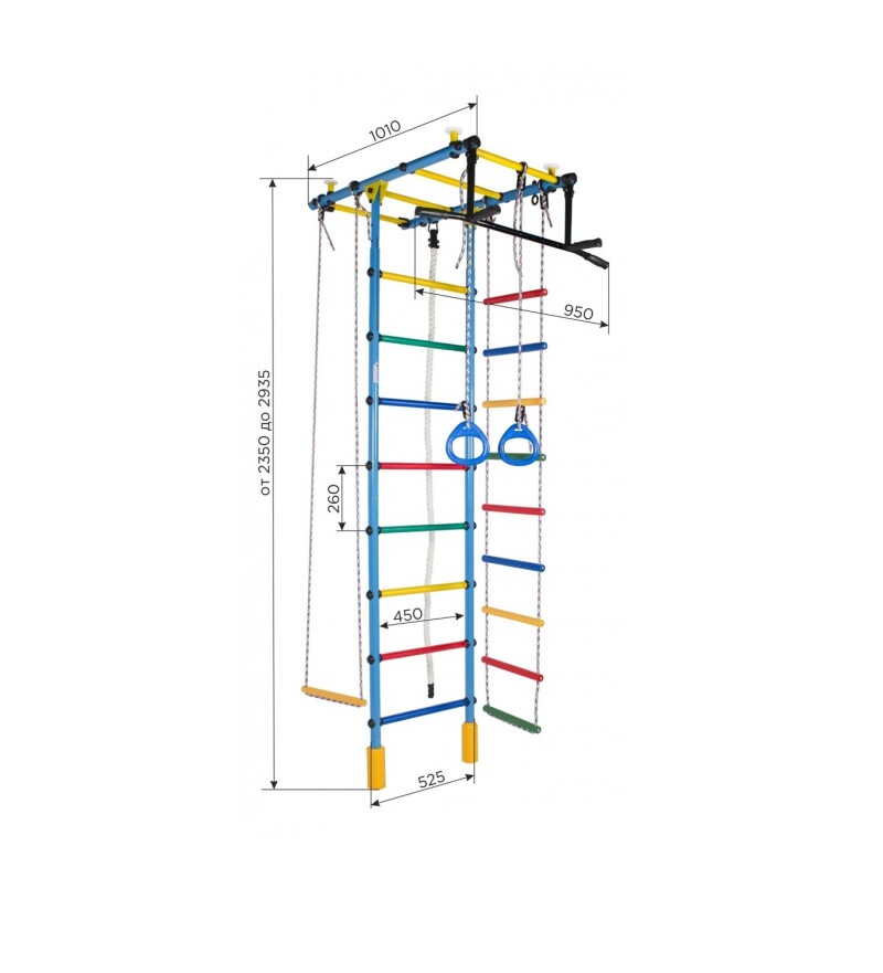 Swedish wall for children Atlant white-rainbow, 235-293x101x95 cm