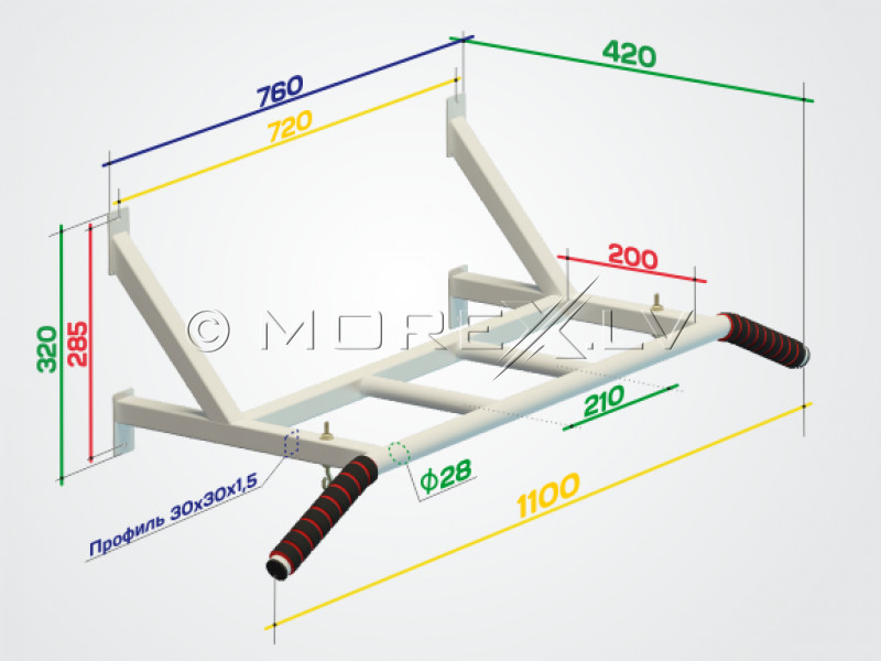 Wall Pull up Bar Classic-1, white