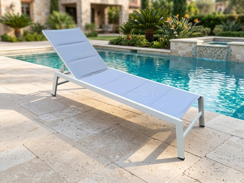 Sun lounger, subbed 199x65x35 cm, light gray