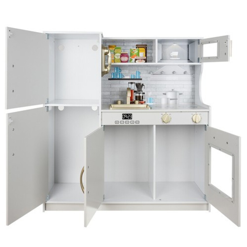 Кухня деревянная для детей с посудой, 80x80.5x24см