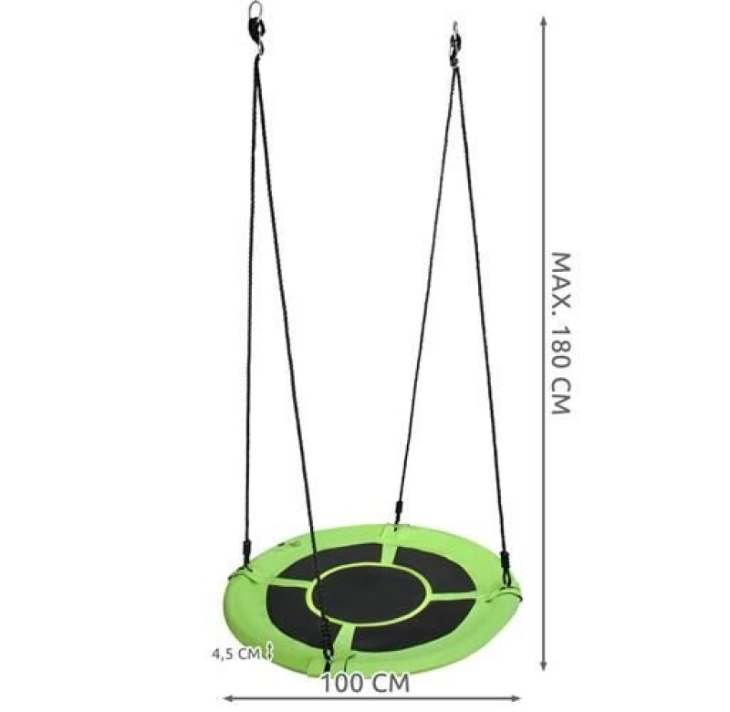 Šūpoles Stārķa ligzda, Ø 100 cm, zaļš-melns