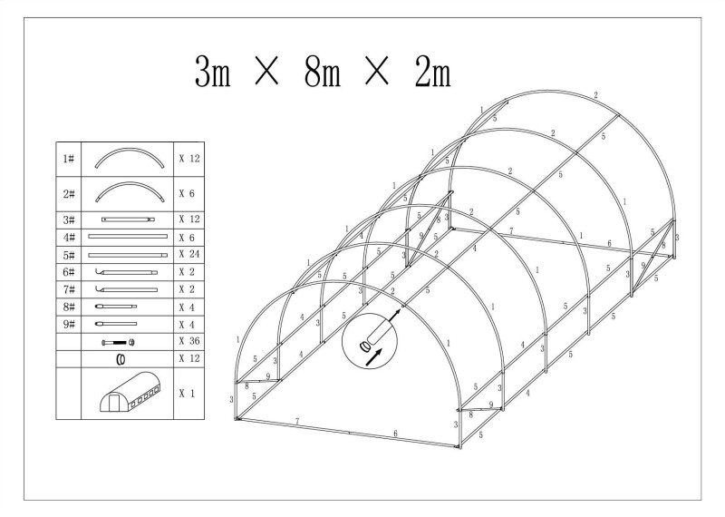 Arch Plastic Film Greenhouse 24m² (3х8m)