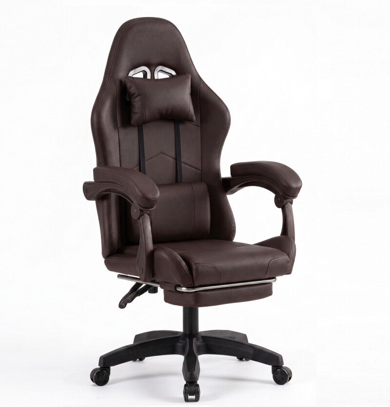 Ergonomisks datorkrēsls, biroja krēsls, brūna
