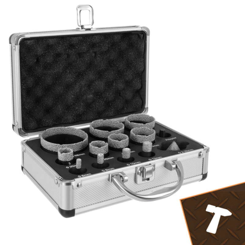 Dimanta kroņurbju komplekts, 13 detaļas (flīzēm, betonam, akmenim)