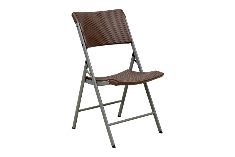 Folding table with a rattan design 183x76 cm + 6 chairs
