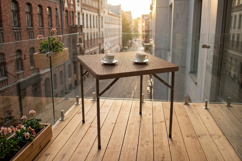 Saliekamais kvadrātveida galds ar rotangpalmas dizainu 86x86x74 cm