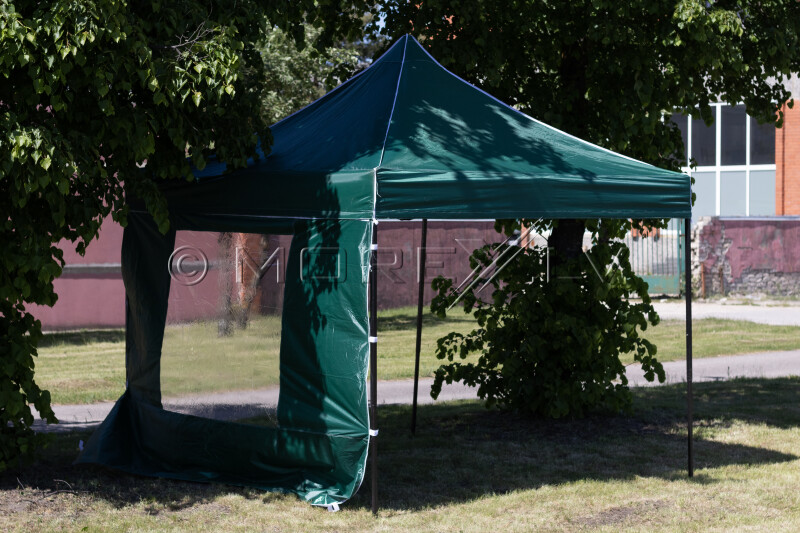 Pop Up Saliekamā nojume 2.92x2.92 m, ar sienām, Zaļa, H sērija, tērauds (tents, paviljons, telts)