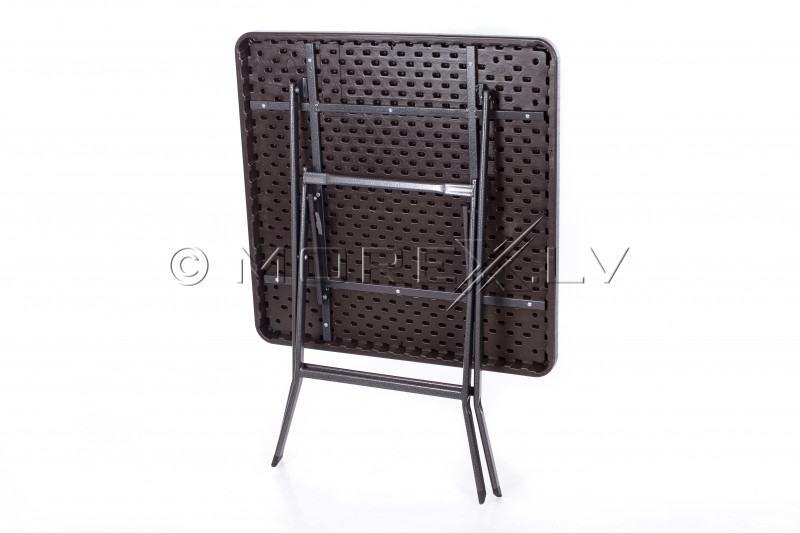 Square plastic folding table with a rattan design 78x78x74 cm