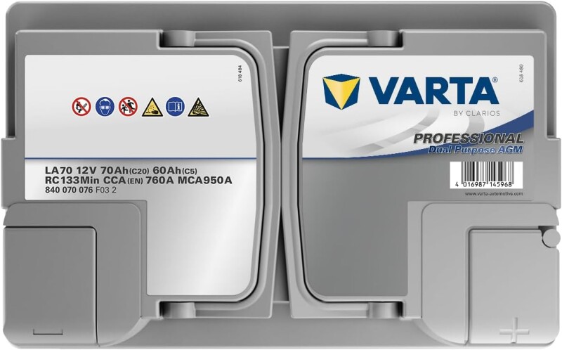 Slodzes akumulators laivu elektromotoriem VARTA Professional AGM LA70 70Ah (20h)