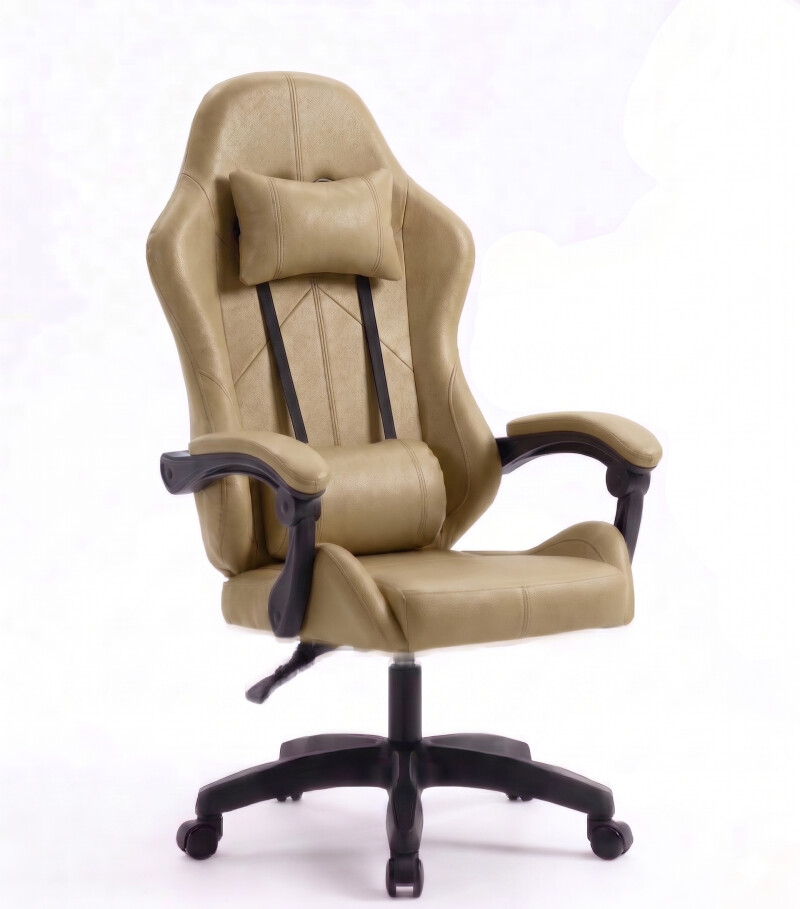 Ergonomisks datorkrēsls, biroja krēsls, bēšs