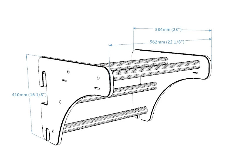 Wooden pull-up bar for Swedish Ladder 65 cm