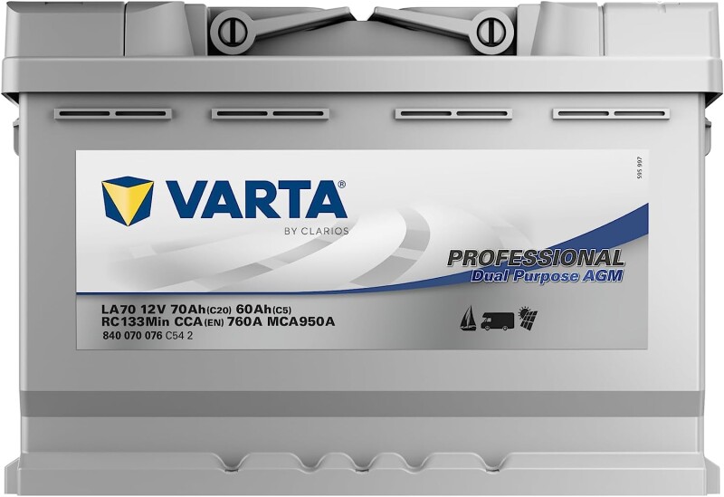 Slodzes akumulators laivu elektromotoriem VARTA Professional AGM LA70 70Ah (20h)