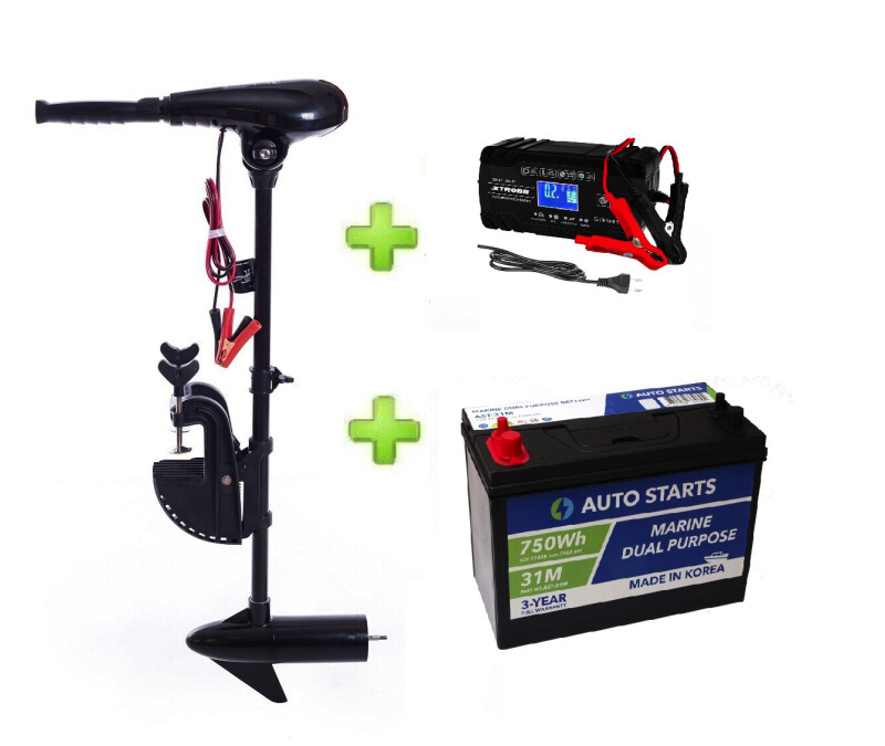 NERAUS NRS 46X + аккумулятор Marine Dual Purpose Battery 110Ah + XTROBB зарядное устройство 8A/4A