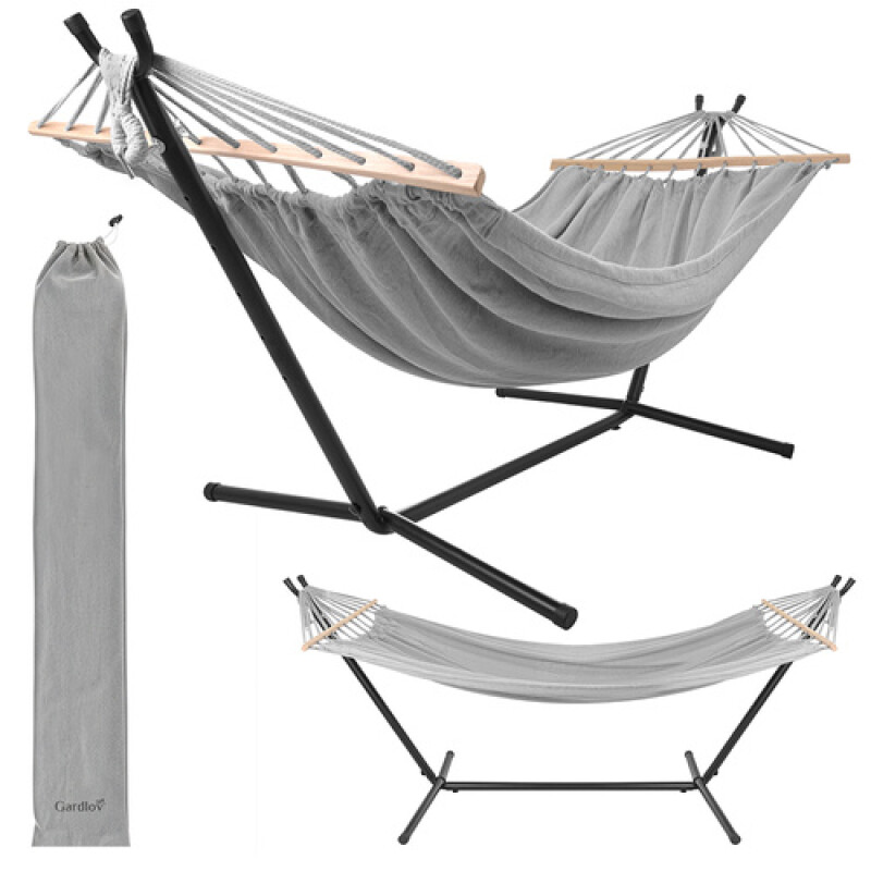Garden hammock with a frame 200x150 cm, grey