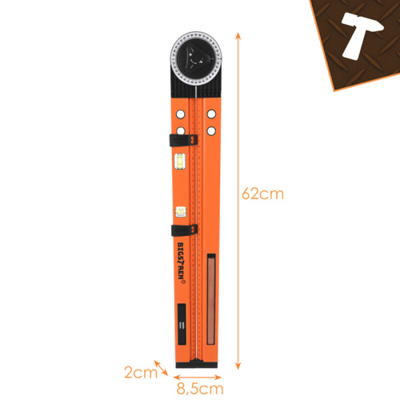 Multifunctional 3-in-1 Adjustable Angle Square, Spirit Level and Compass
