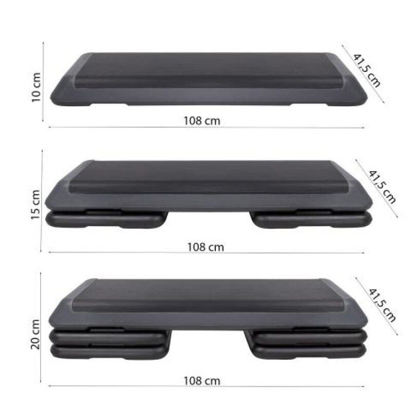 Aerobikas Vingrošanas Stepa sols ar 3 augstumiem, 108 x 41,5 cm