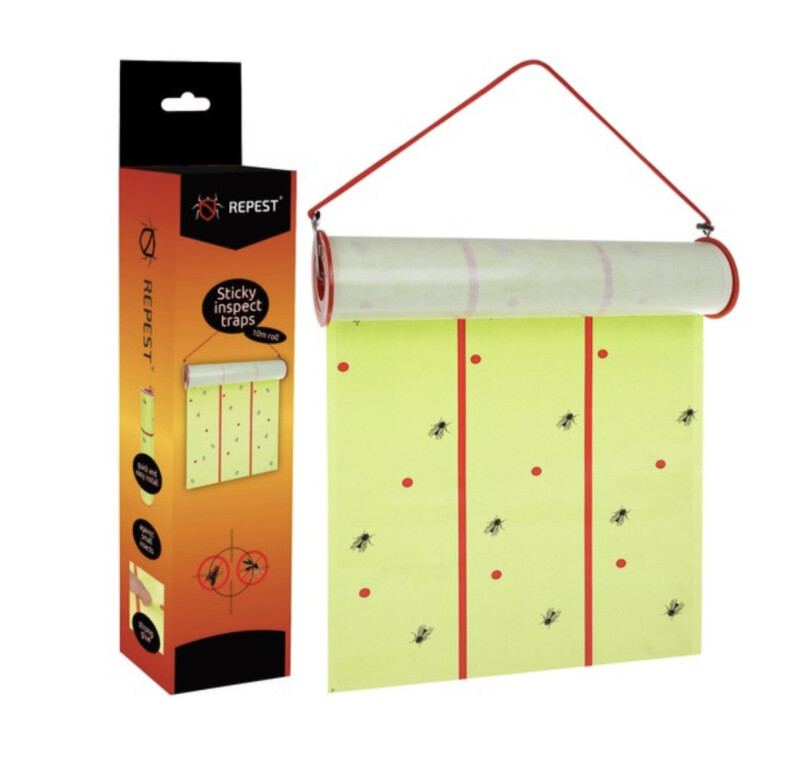 Lipīgais mušu papīrs rullī, 10 m