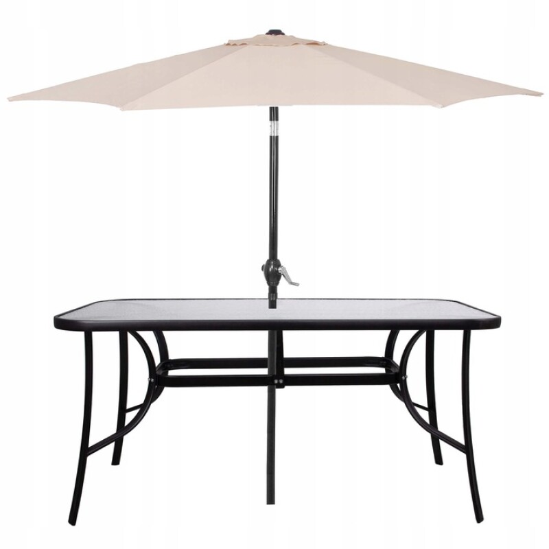 Table, metal with glass surface 150 x 90 x 71 cm Black