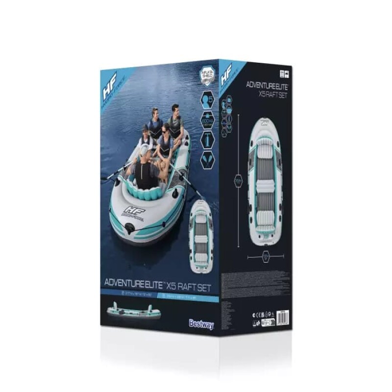 Inflatable 5-seat boat Bestway Adventure Elite X5 Raft, 364x166x45 cm, 65159