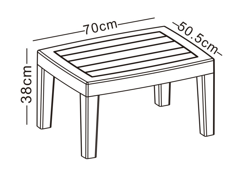 Rattan garden table 70x50.5x38 cm, charcoal