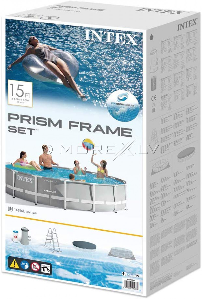 Karkasa baseins Intex Prism Frame Premium Pool Set 457x122 cm, ar filtra sūkni un aksesuāriem (26726)