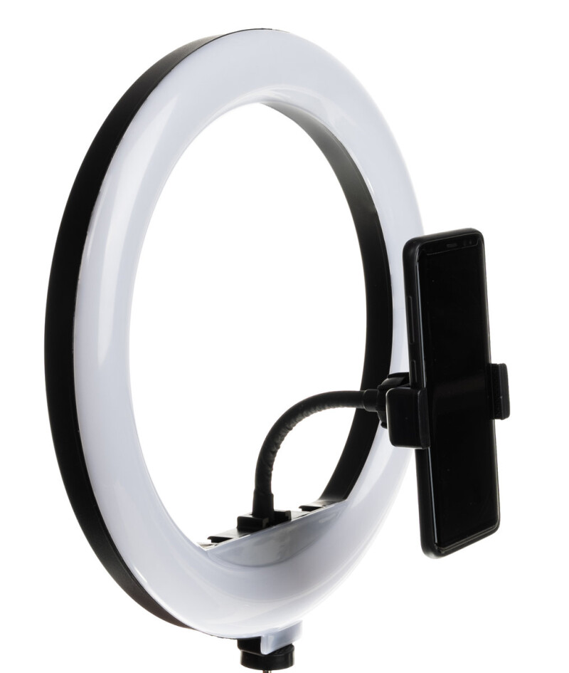 Gredzenveida foto lampa ar statīvu un viedtalruņa turētāju