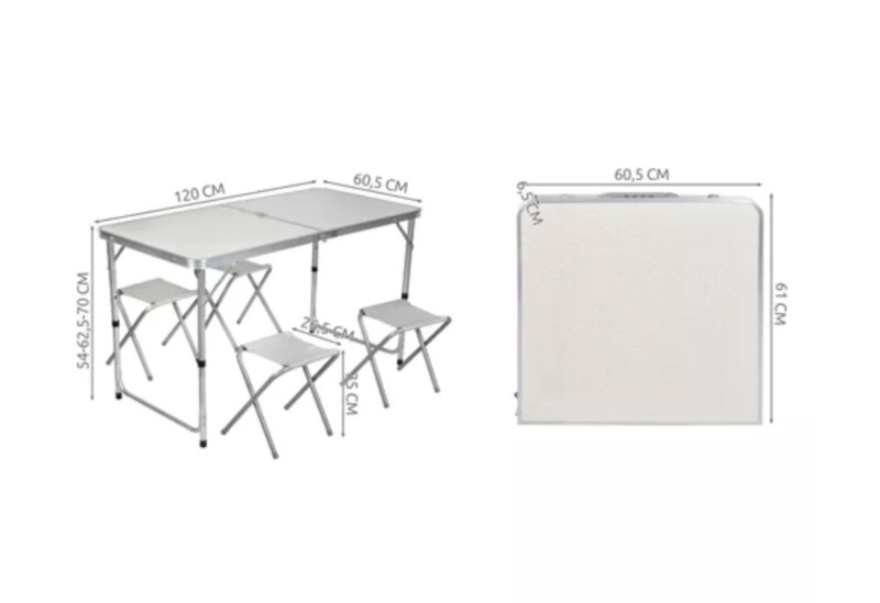 Fold-In-Half Table 120x70cm + 4 Folding Chair