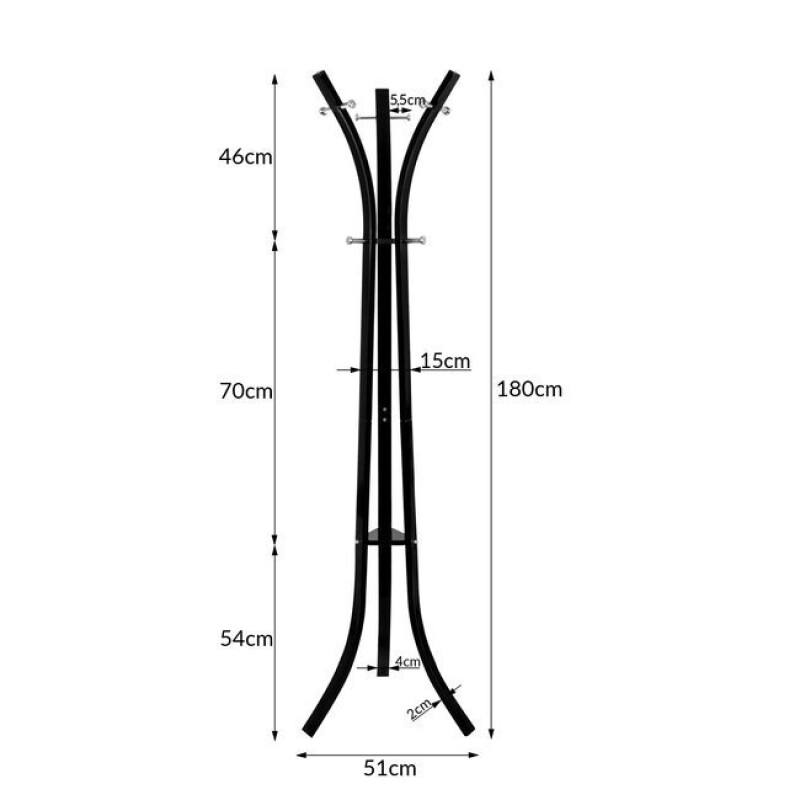 Floor clothes hanger, black Ø 51 x В 180 cm