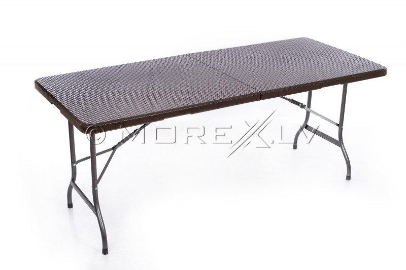 Folding table with a rattan design 180x72 cm + 6 chairs