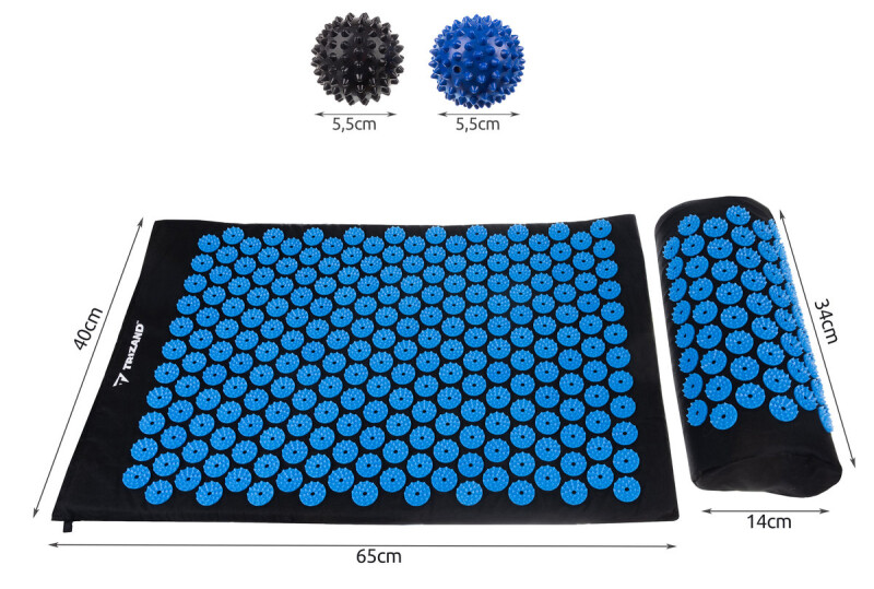 Masāžas akupunktūras paklājs Trizand ar spilvenu un bumbām (akupresūras)