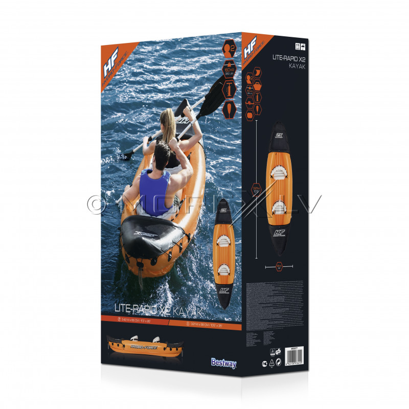 Two-seat inflatable kayak Bestway Lite-Rapid X2, 321x88 cm, 65077