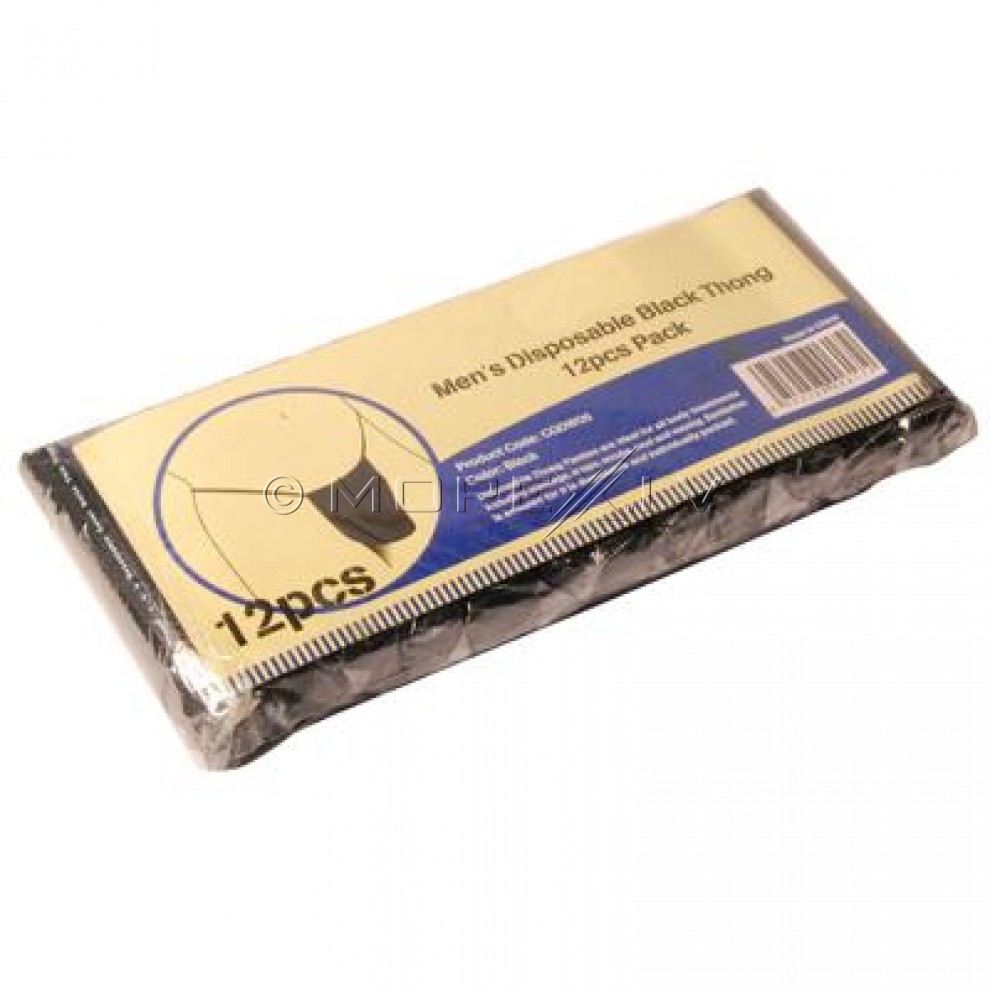 Mens Disposable Black Thong 12pcs Pack