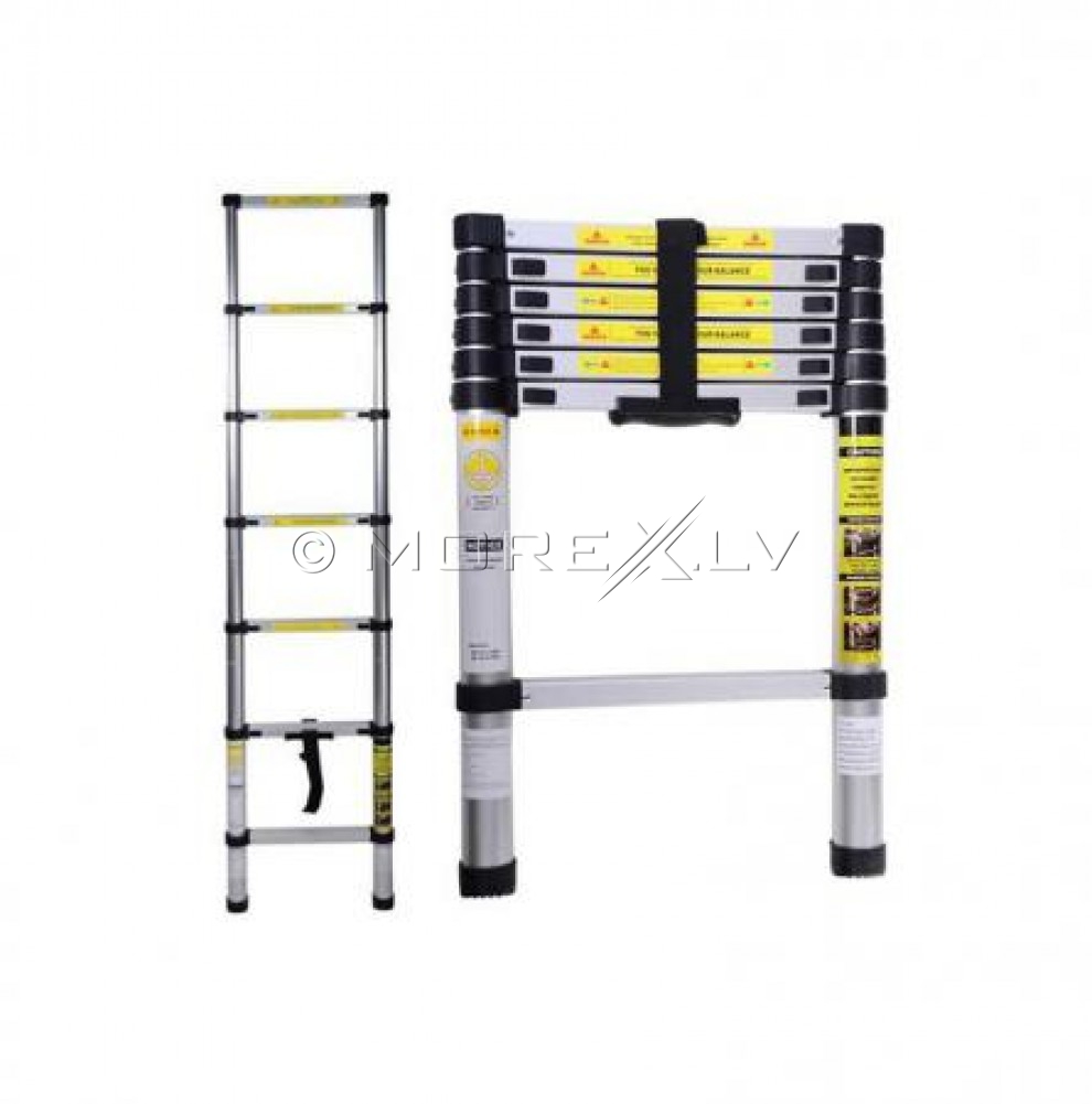 Izvelkamas teleskopiskas alumīnija kāpnes 200cm (1X6; 2 M) (51054428)