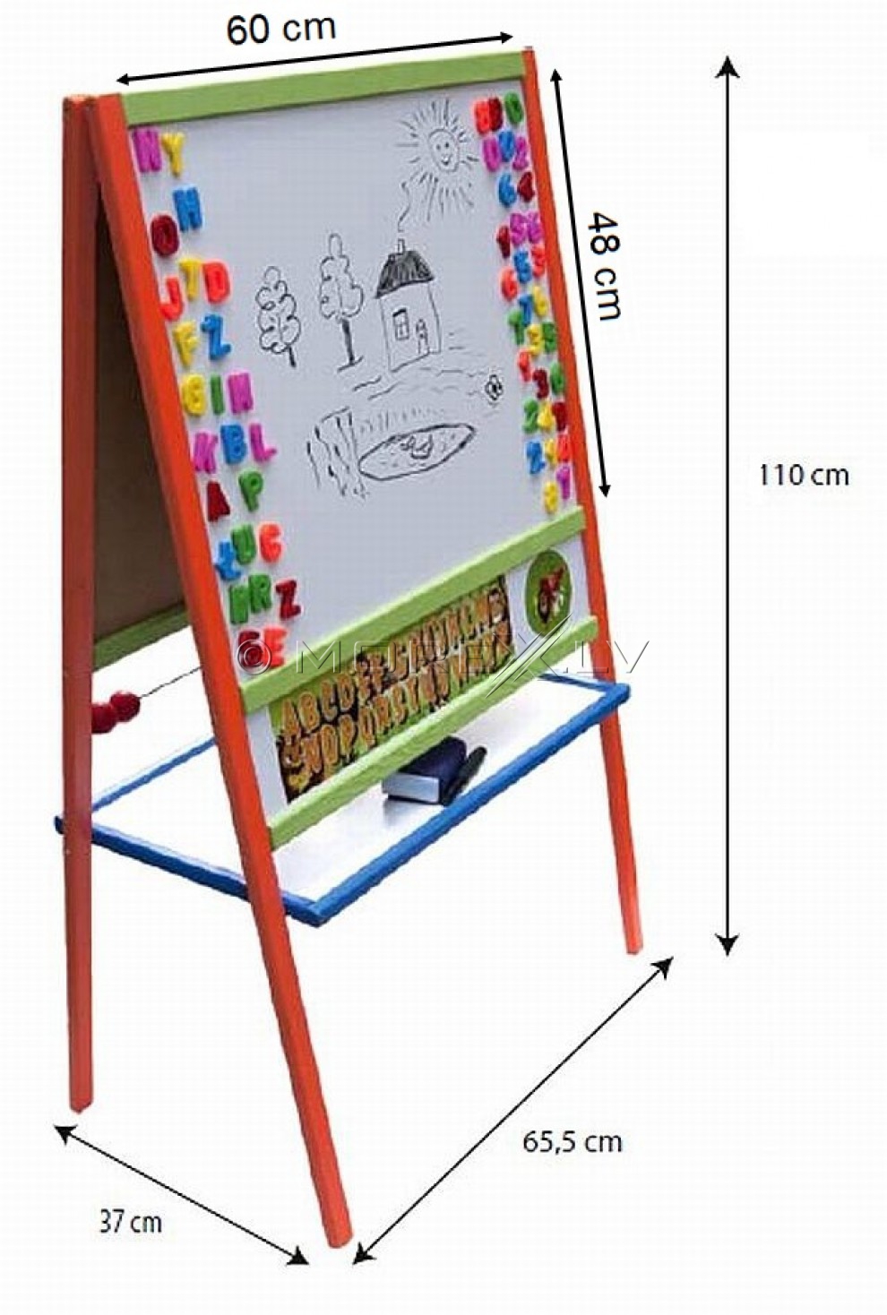 3toysM bērnu divpusēja tāfele MCBL (37x66x110cm)