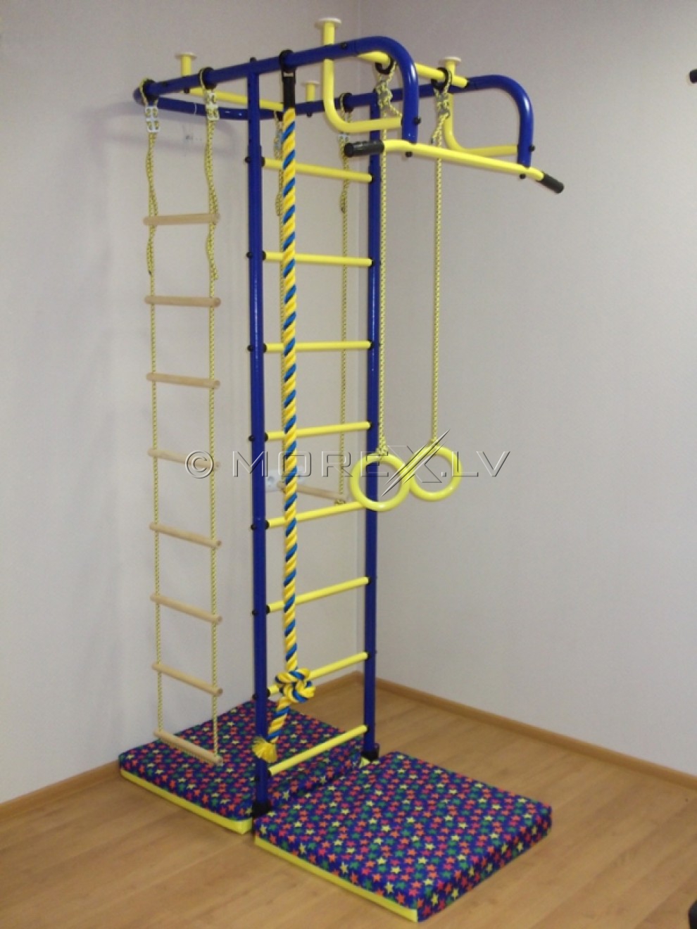 Bērnu sporta komplekss Pioner-A zili-dzeltens (zviedru siena)