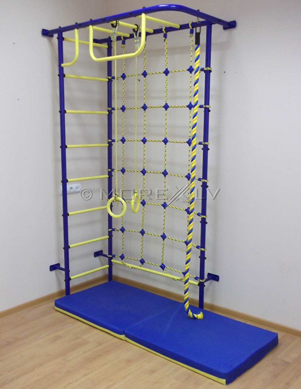Bērnu sporta komplekss Pioner-8 zili-dzeltens (zviedru siena)