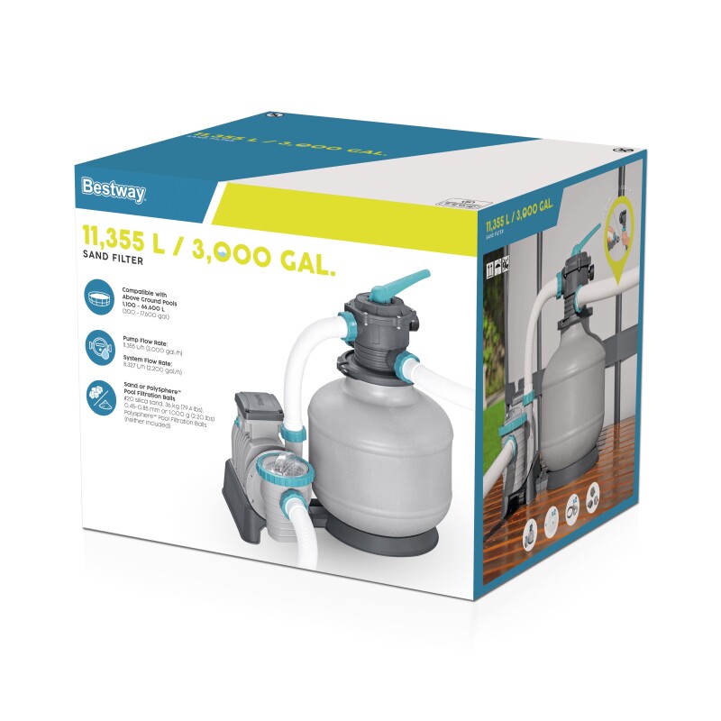 Bestway 58486 baseinu smilšu filtrs un sūknis 11355 L, tvertne 36kg