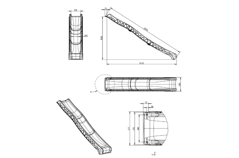 Slidkalniņš КВТ “rocli” 2.87 m, augstums 1.5 m, zaļš
