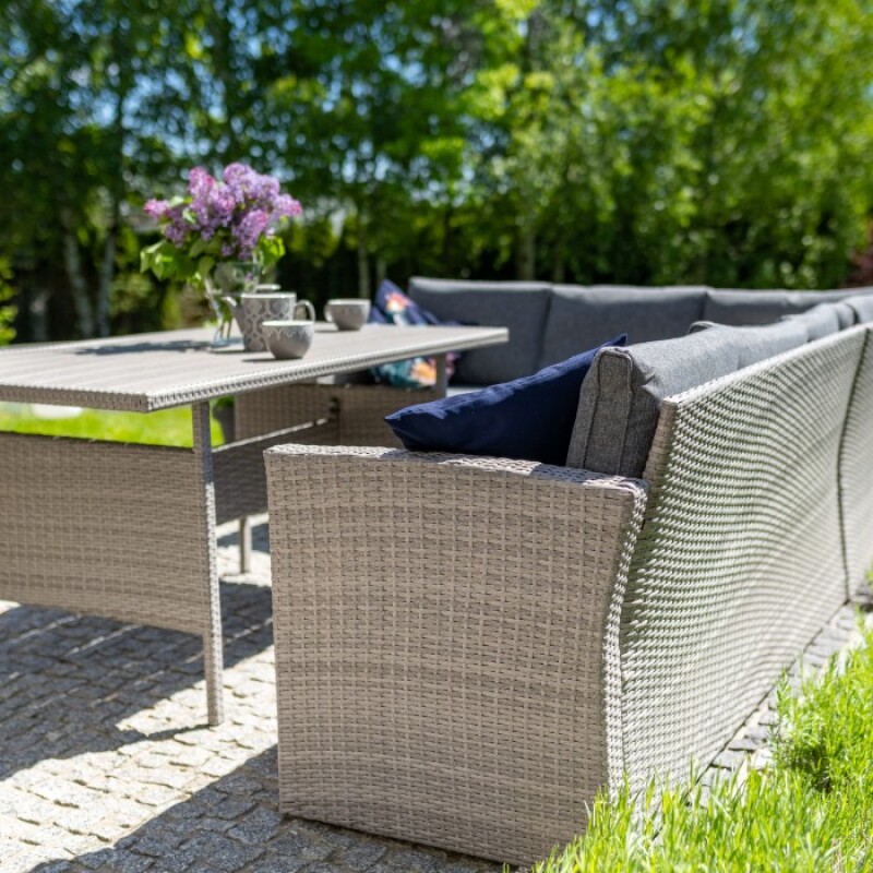 Rattan garden furniture, grey