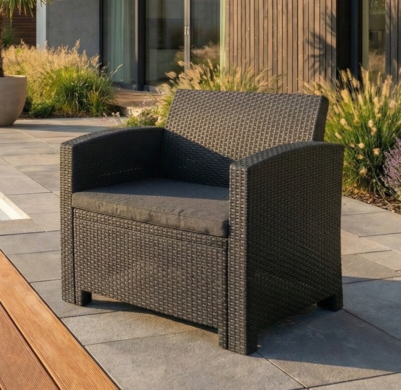 Ротанговое садовое кресло 68 см, серое