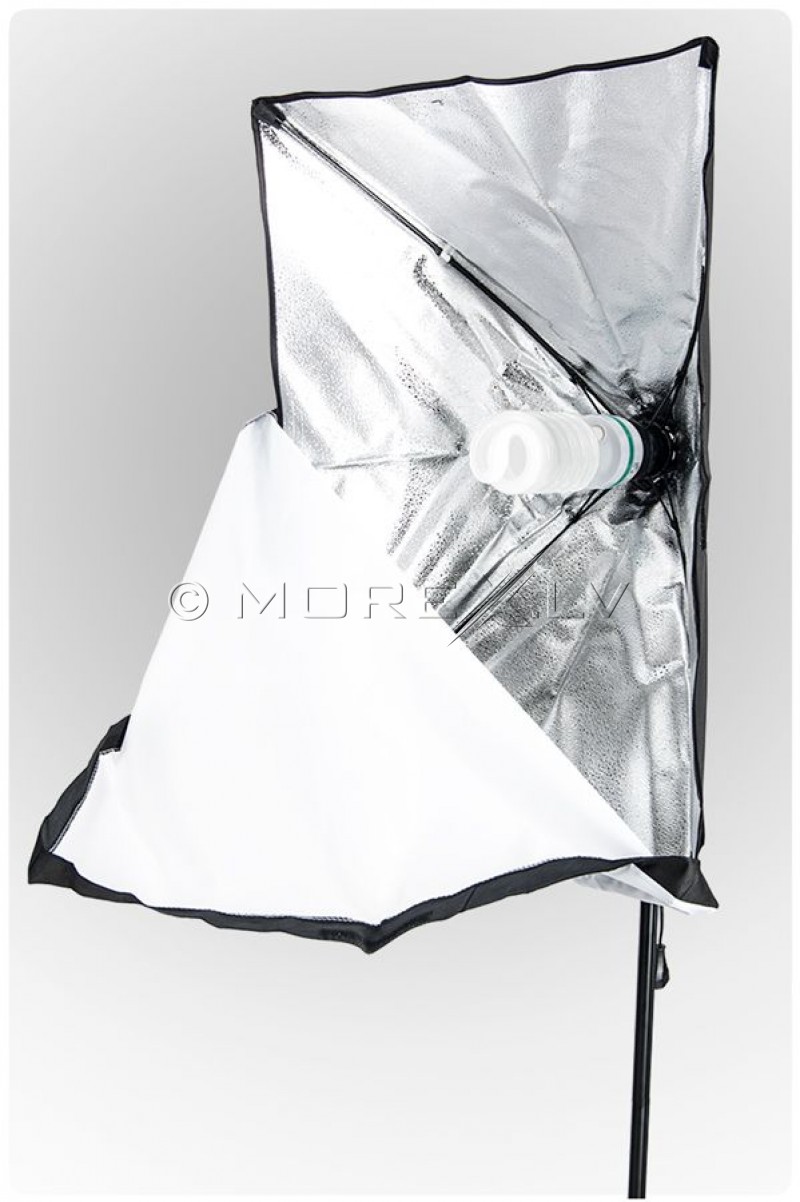 Komplektai 2 x Monohead 85W, 2X Softbox 50x70cm, 2 light stand (foto_03689)