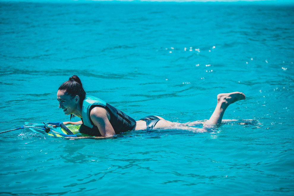 Knībodrs Jobe Streak Kneeboard uz ceļiem braucamais dēlis, zilganzaļš