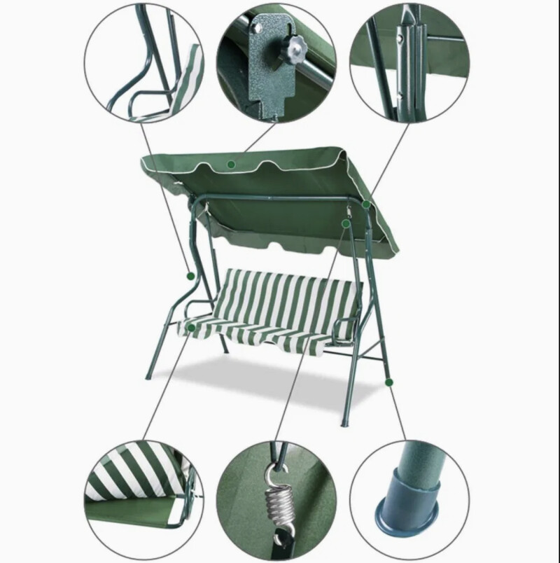 Dārza šūpoles 172x110x150 cm, 3-vietīgas, brūnas