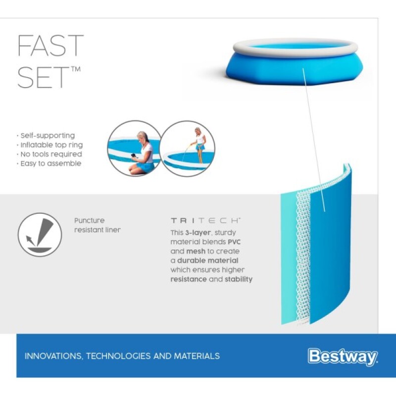 Baseins Bestway Fast Set 305x76 cm Pool Set, ar filtra sūkni (57270)