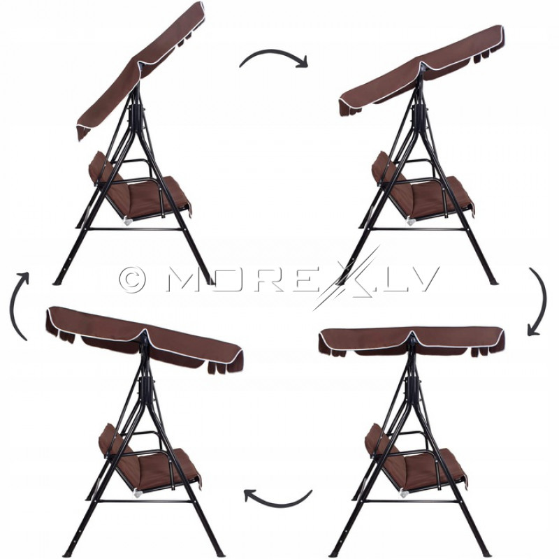 Dārza šūpoles Luna 170x110x150 cm, trīsvietīgas, brūnas