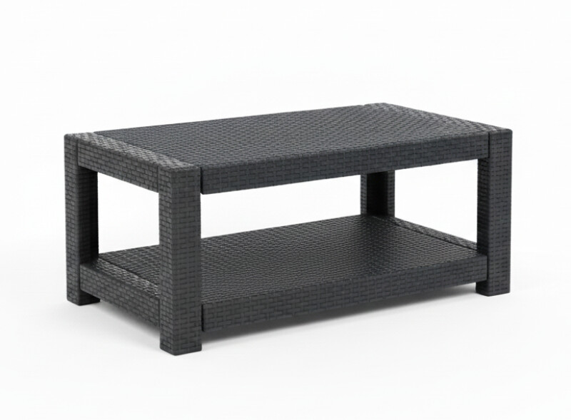 Садовый стол с дизайном ротанга 93x56x38 см, тёмно серый